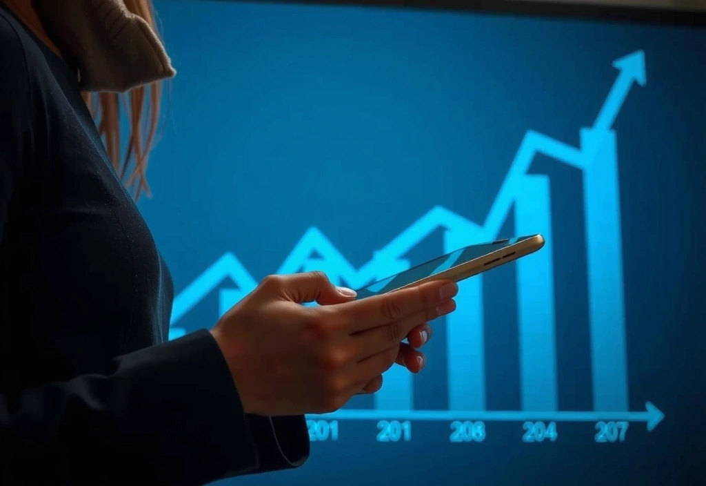 A person reading an e-book on a tablet, with a stylized graph in the background, representing industry reports.