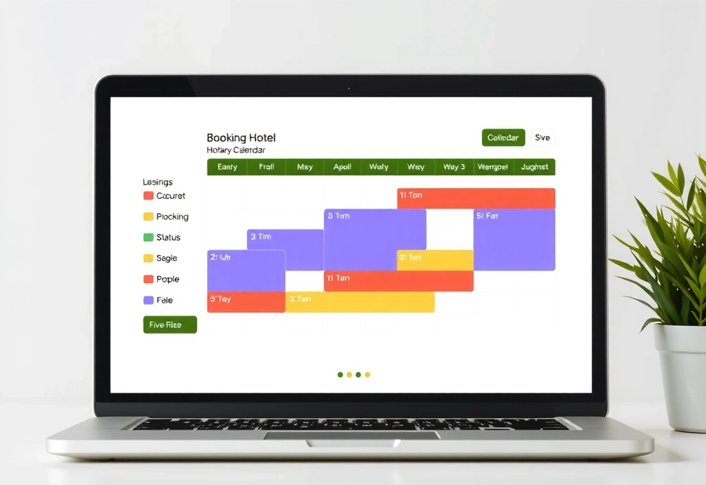 Laptop showing booking calendar