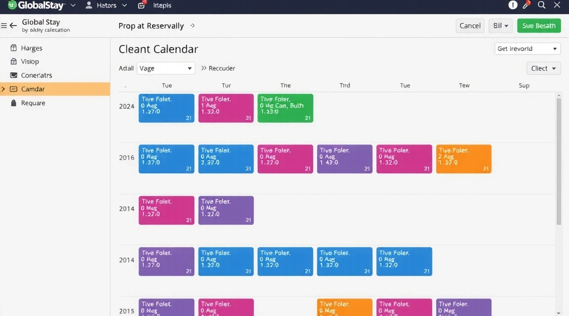 Screenshot of GlobalStay PMS reservation calendar