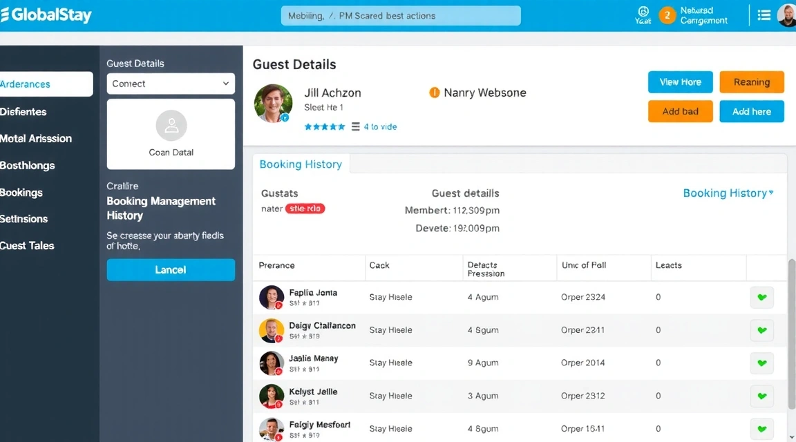 Screenshot of GlobalStay PMS guest profile management