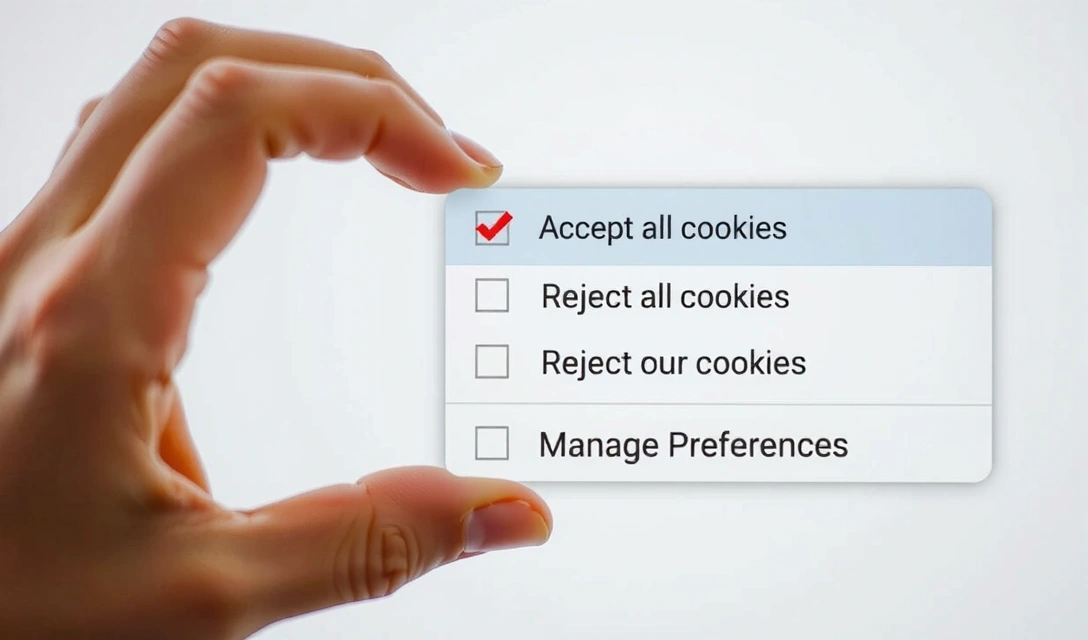 Person making a choice on a digital interface for cookie preferences