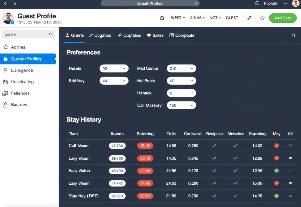 Screenshot of a guest profile dashboard