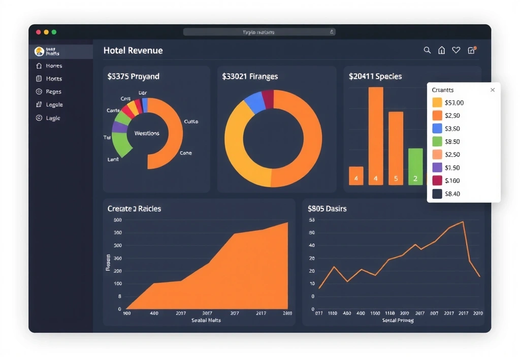Screenshot of a revenue report dashboard with charts